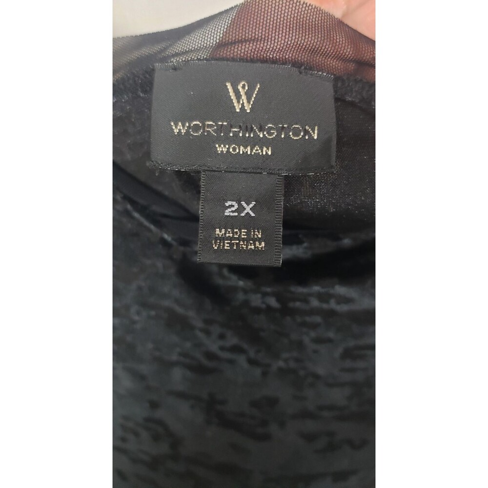 Worthington Woman Camisole Tops 2X Lot 2 Black Burgundy Velvet Burnout Cami Sexy - Picture 6 of 14